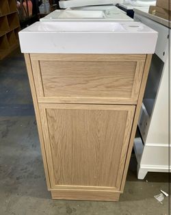 Damaged Sink Newly Assembled 16” Narrow Bathroom Vanity with Sink Small Narrow Cabinet
