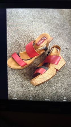 Pink And Grey Wedge Heels 