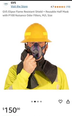 Flame Resistant Shield + Reusable Half Mask with P100 Nuisance Odor Filters, M/L Size