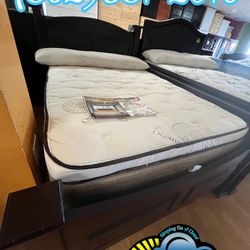 Queen Royal Memory Foam Mattress And Boxspring Bed Set 