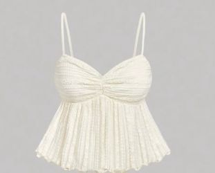 Womens Shein Lace Boho Vintage Style Babydoll Cropped Tank Top Size Small