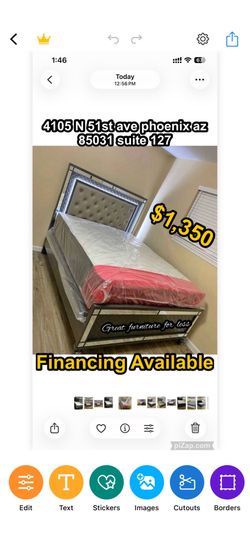 Queen size bed frame with pillow top mattress and Boxspring brand new