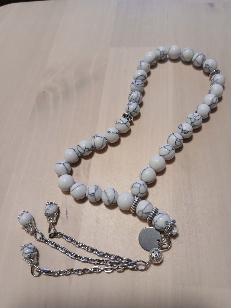 Fancy Beads Made of Natural Howlite Mineral