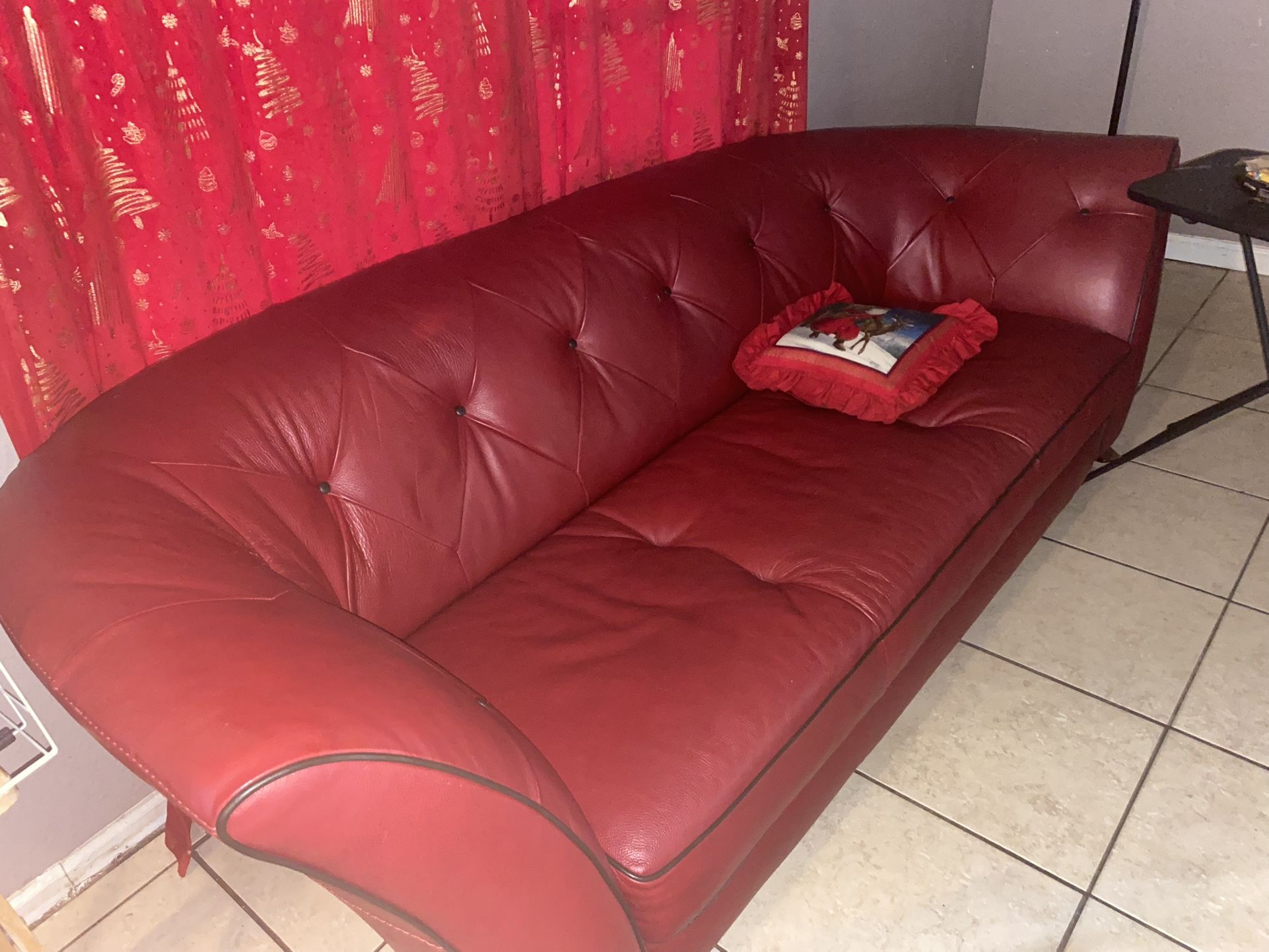 Red Italian Leather Couch