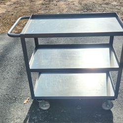 Jamco Utility Meyal Cart with 3 Lipped Metal Shelves