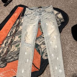 Purple Band Ripped Jeans Size 30 For Cheap