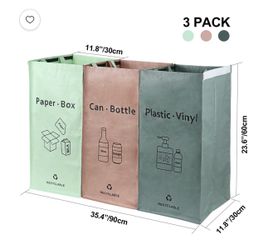 New pack of three waterproof recycling bags
