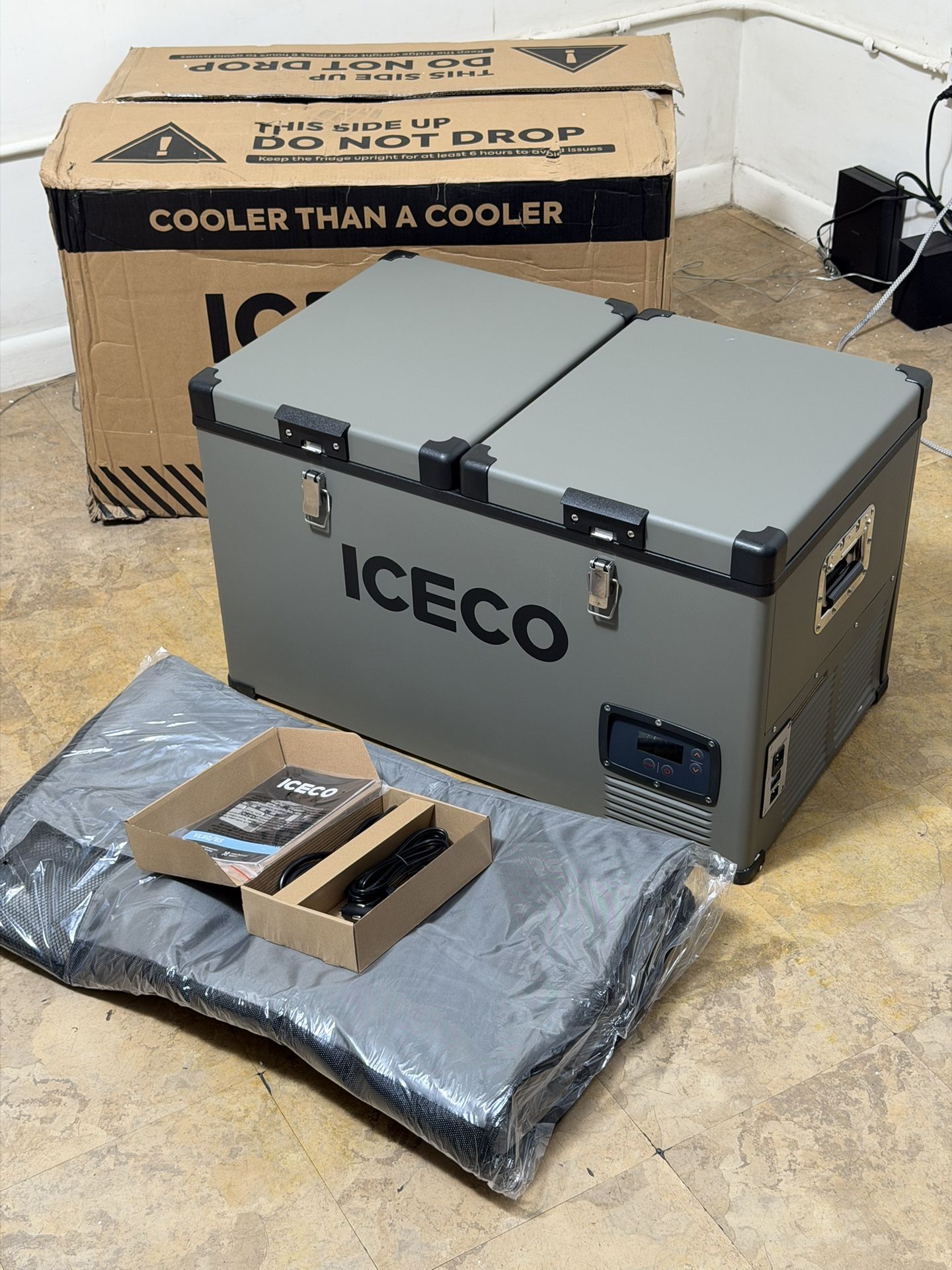 ICECO 63.4QT VL60 Dual Zone Metal Portable Fridge Freezer with Cover