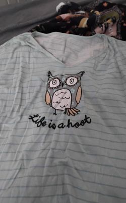 Life Is A Hoot Owl Graphic V-Neck Nightgown Lg