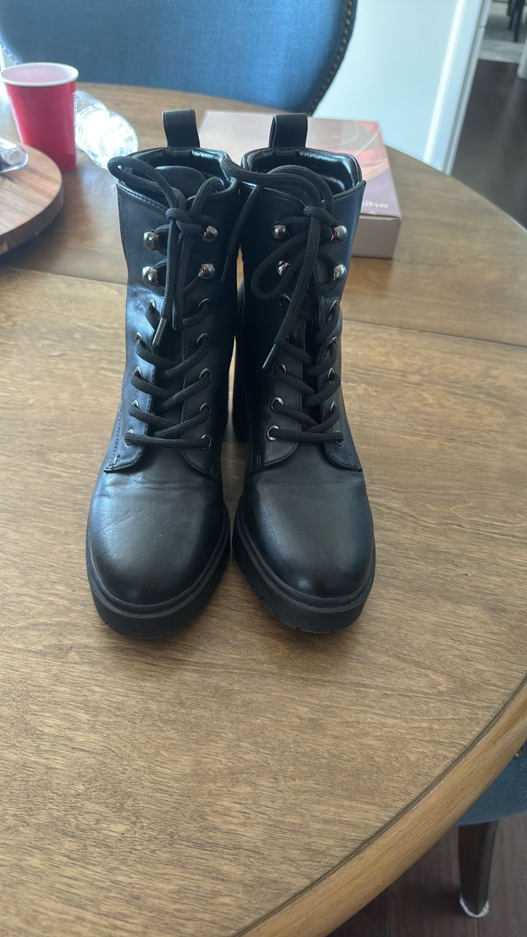 Black Lace Up Boots - Size 6 1/2