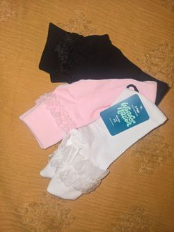 Wonder Cotton 3-Pair Lace Cuff Socks