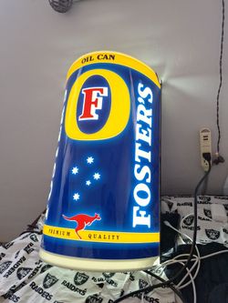 Foster  oil can beer.  light up bar sign