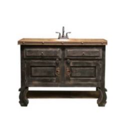 Black Distressed Double Sink Console 