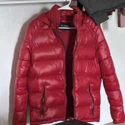 Guess Men’s Red Puffer Jacket Small