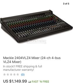 Mackie 2404VLZ4, 24-Channel 4-Bus FX, 20 Onyx Mic Preamps Analog Mixer With USB