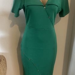 Short Sleeve V Neck Side Button & Slit Cocktail Party Work Dresses Dress Is In The First Picture 