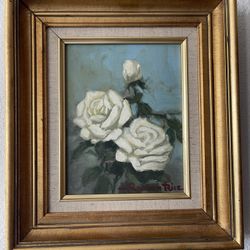 Ramon Rice White Roses Painting 