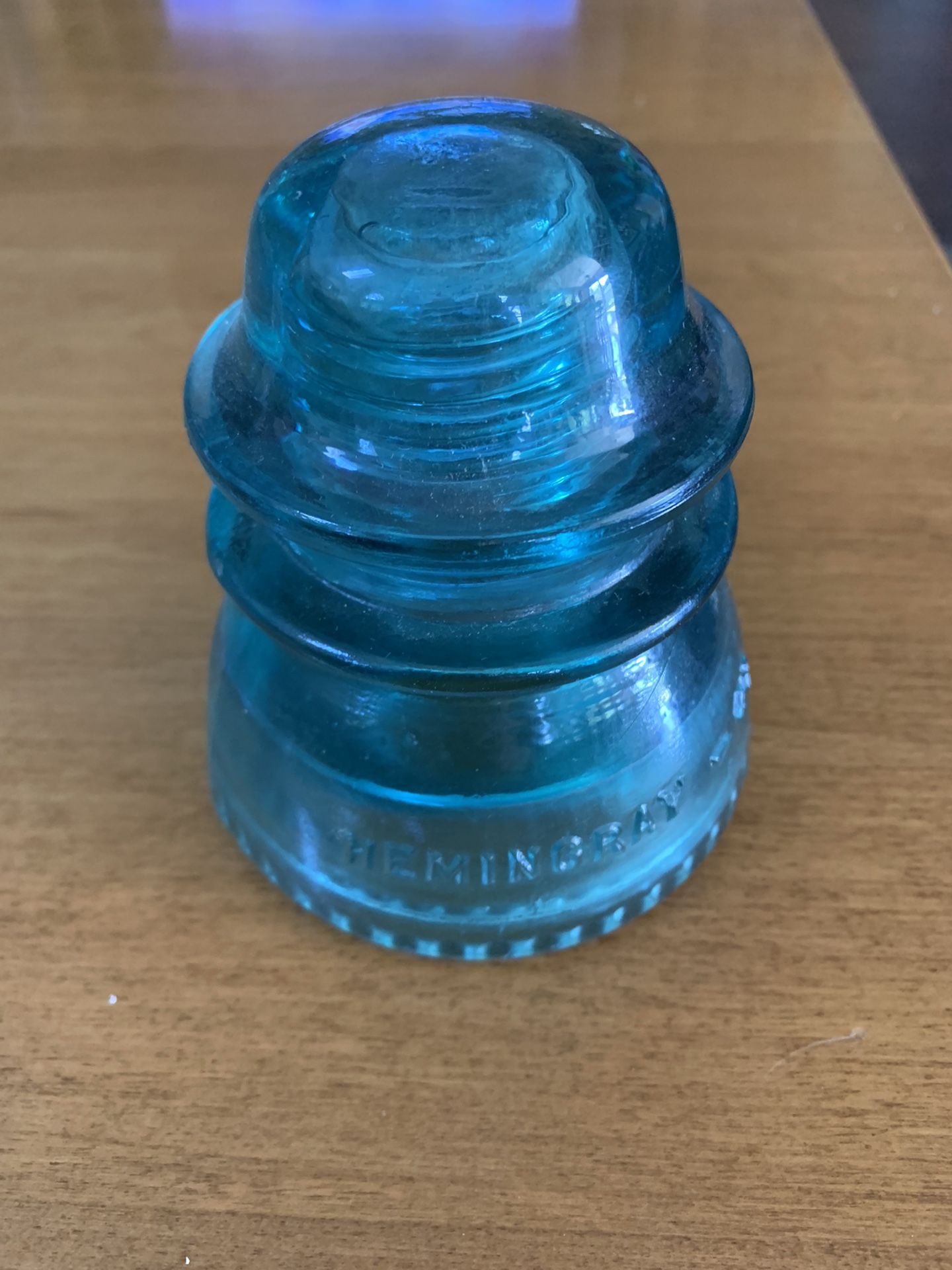 Vintage Hemingray #42 Blue Green Glass Insulator