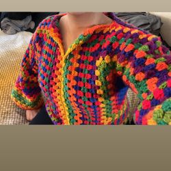 Crochet Rainbow Sweater