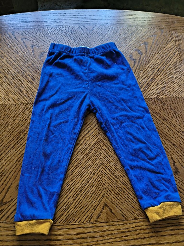 Baby Boys' 24M Blue Fleece Pajama Pants with Yellow Cuffs