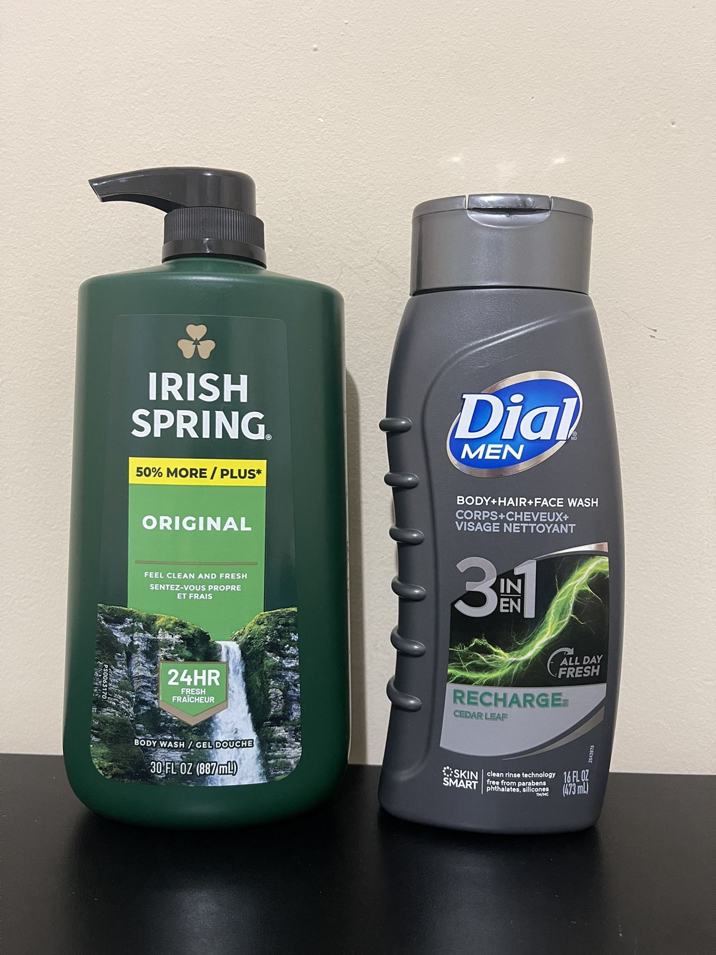 Lot Of 2 Body Wash Irish Spring + Dial Men 3 In 1 New