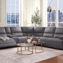 Acme Neelix Power Motion Sectional Sofa in Seal Gray 55120


