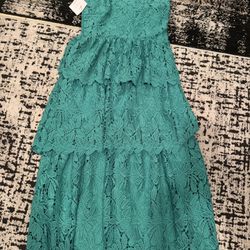 Women’s Formal Brand New Dress With Tags, Green Lace Size Medium