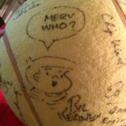 Authentic signatures on a oversized tennis ball.