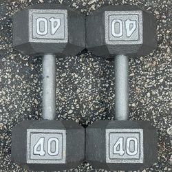 PAIR OF 40 LB. STEEL HEX DUMBBELLS 