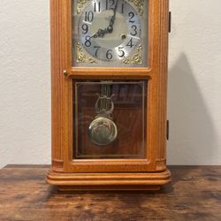 Oak wind up chime wall clock