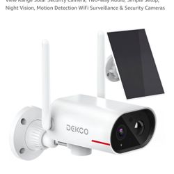 DEKCO Wireless Outdoor Security Camera for Home Security 260° View Range Solar Security Camera, Two-Way Audio, Simple Setup, Night Vision, Motion Dete