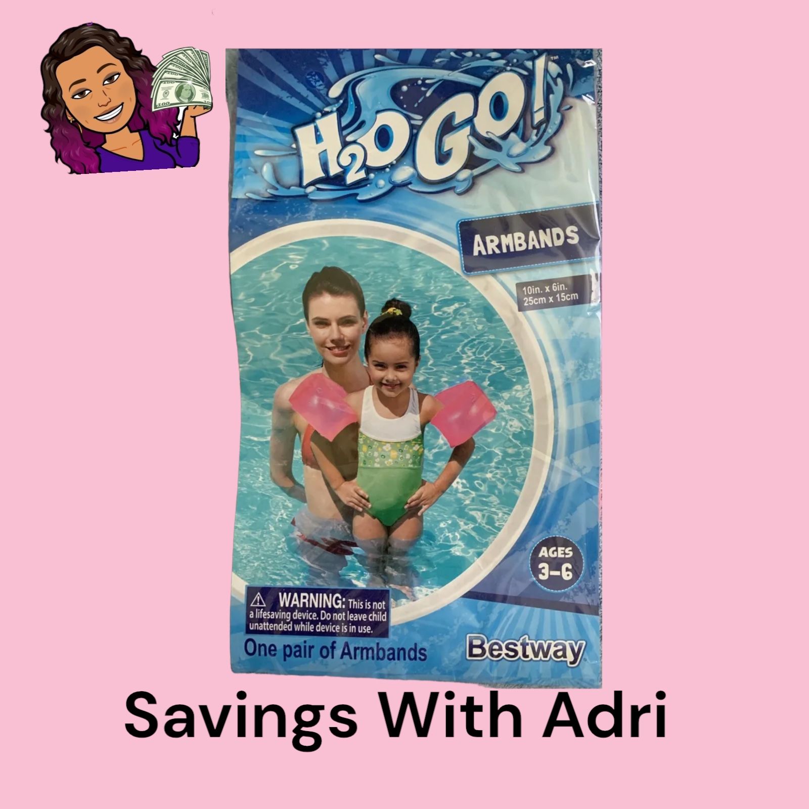 H2O GO Inflatable Armbands 10in X 6in For Ages 3-6