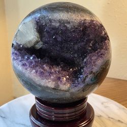 9.2 Lb (4174g) Druzy Laughter Amethyst Sphere Quartz Crystal 