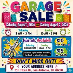 ‼️garage sale and hair cuts today Sunday 02 ‼️