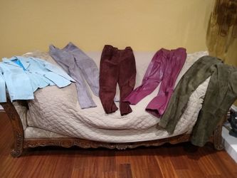 Leather or suede pants size 7-8, suede jacket medium