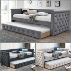 Twin Twin Grey Daybed With Ortho Mattress Included 