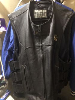 Concealed carry Leather Motorcycle Vest Size M