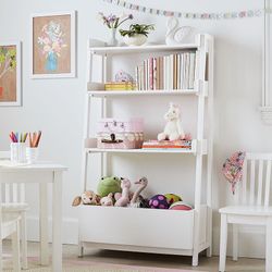 Pottery Barn Kids Angled Bookcase / Toy Storage Shelf – White
