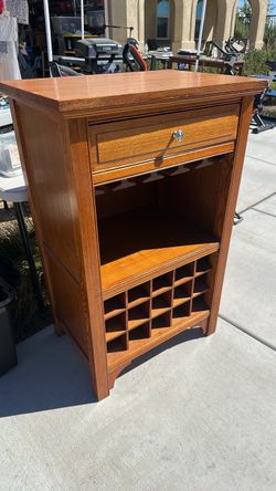 Wood Wine Cabinet with Drawer and Rack