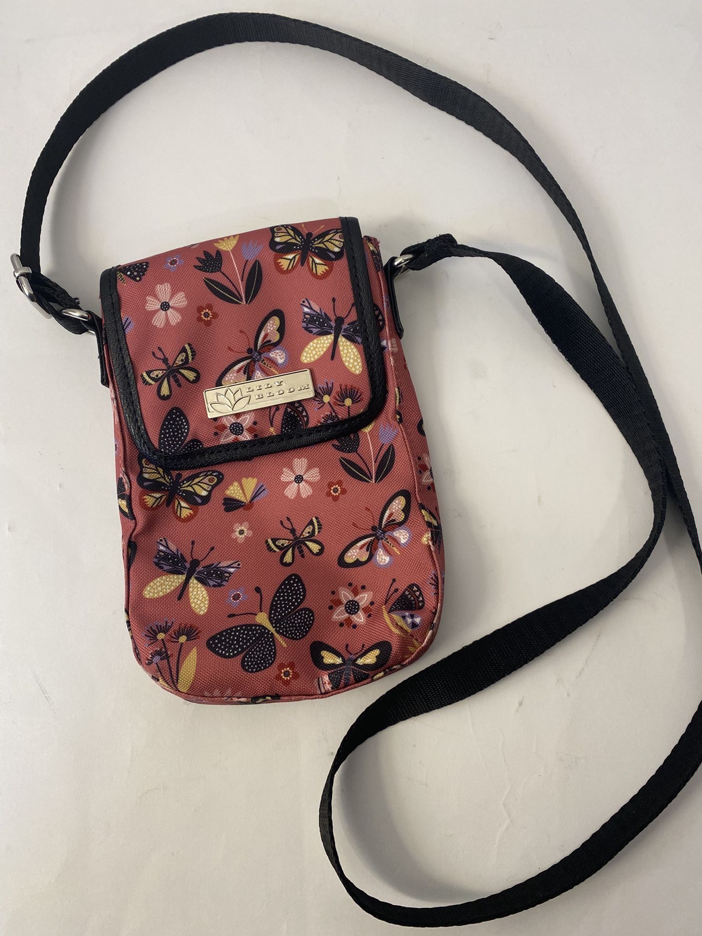 Lily Bloom Pink Butterfly Crossbody Bag Purse, Magnetic Closure