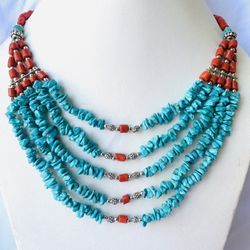 Multi Strands Turquoise Color Necklace 