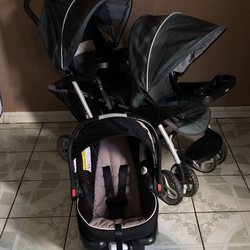 GRACO DOU GLIDER DOUBLE STROLLER AND CARSEAT!!!!!