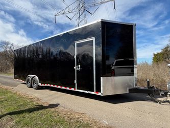 2026 TrueBlue 28x8.5x8 Black Enclosed Car Hauler Trailer 14K GVWR