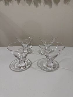 4 Stemless Glass Martini Glasses