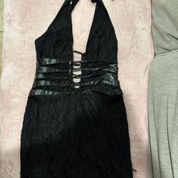 Black Halter Mini Dress 