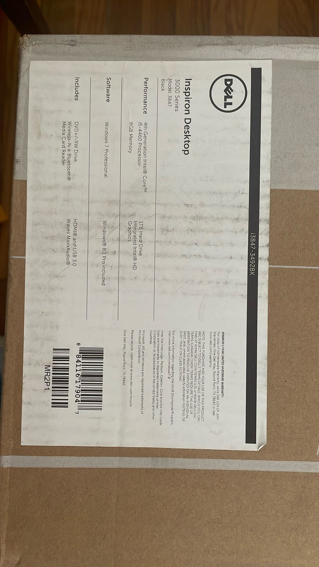 Dell Desktop Inspiron I3(contact info removed) BK (new)