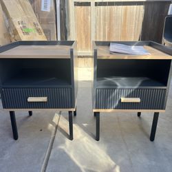 Costway Nightstand Bedside End Table with Drawer & Open Shelf for Living Room Bedroom