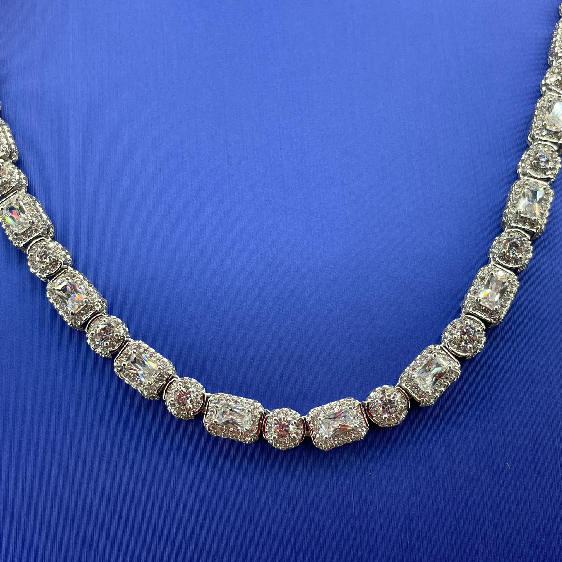 925 Sterling Silver CZ 18” Necklace 47.50g 6mm 205364