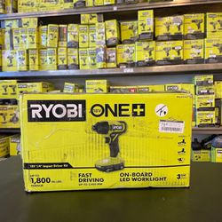 Ryobi ONE+ 18V Cordless 1/4 in. Impact Driver Kit with (2) 1.5 Ah Batteries and Charger PCL235K2