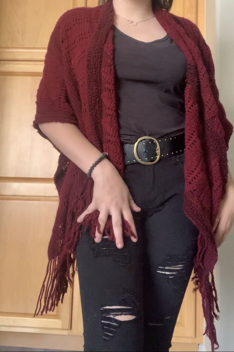 Women’s clothes/accessories- Red maroon knit shawl